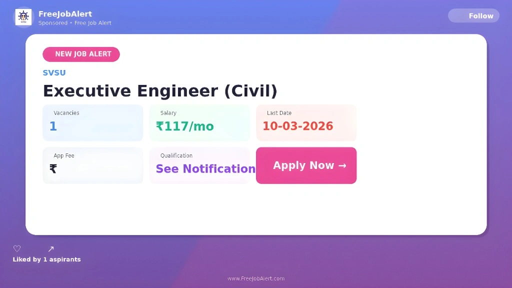 SVSU Executive Engineer Recruitment 2026 Apply Now