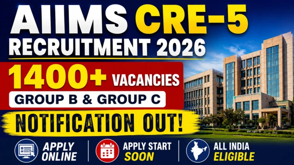 AIIMS CRE-5 Recruitment 2026 Apply Now For 1484 Group B and C Posts