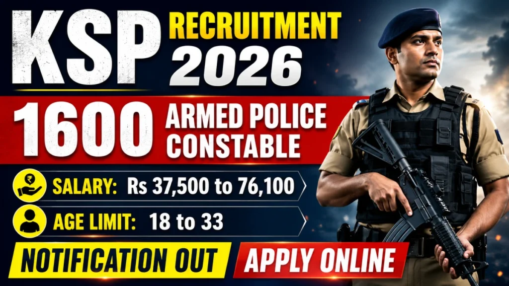 KSP Armed Police Constable Recruitment 2026 Apply Online for 1600 CAR DAR Posts