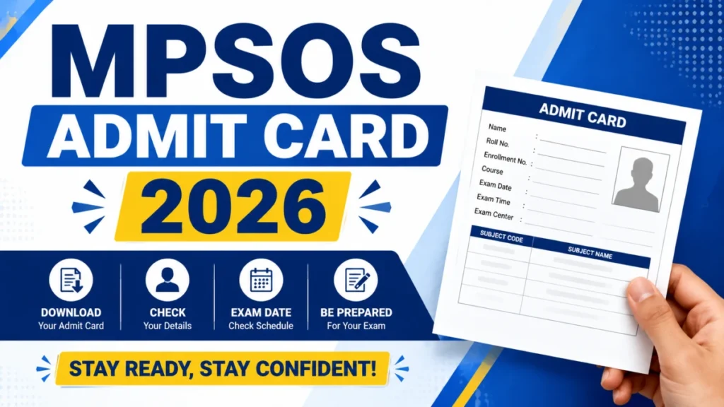 MPSOS Ruk Jana Nahi Admit Card 2026 Released Download Class 5th, 8th, 10th and 12th June Exam Hall Ticket